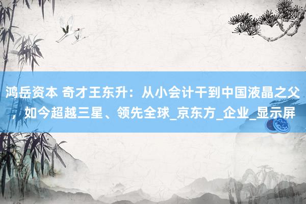 鸿岳资本 奇才王东升：从小会计干到中国液晶之父，如今超越三星、领先全球_京东方_企业_显示屏