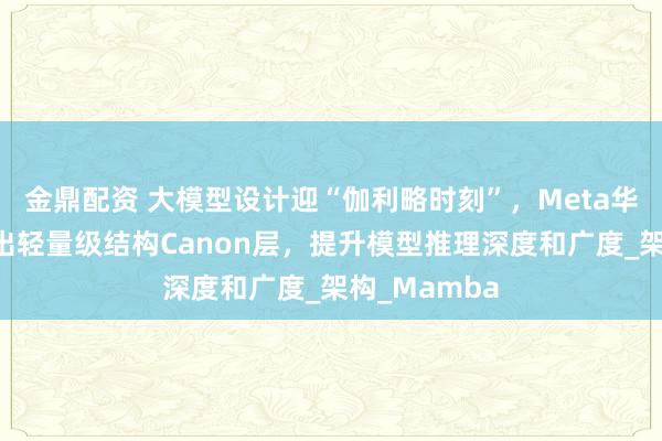 金鼎配资 大模型设计迎“伽利略时刻”，Meta华人研究员提出轻量级结构Canon层，提升模型推理深度和广度_架构_Mamba